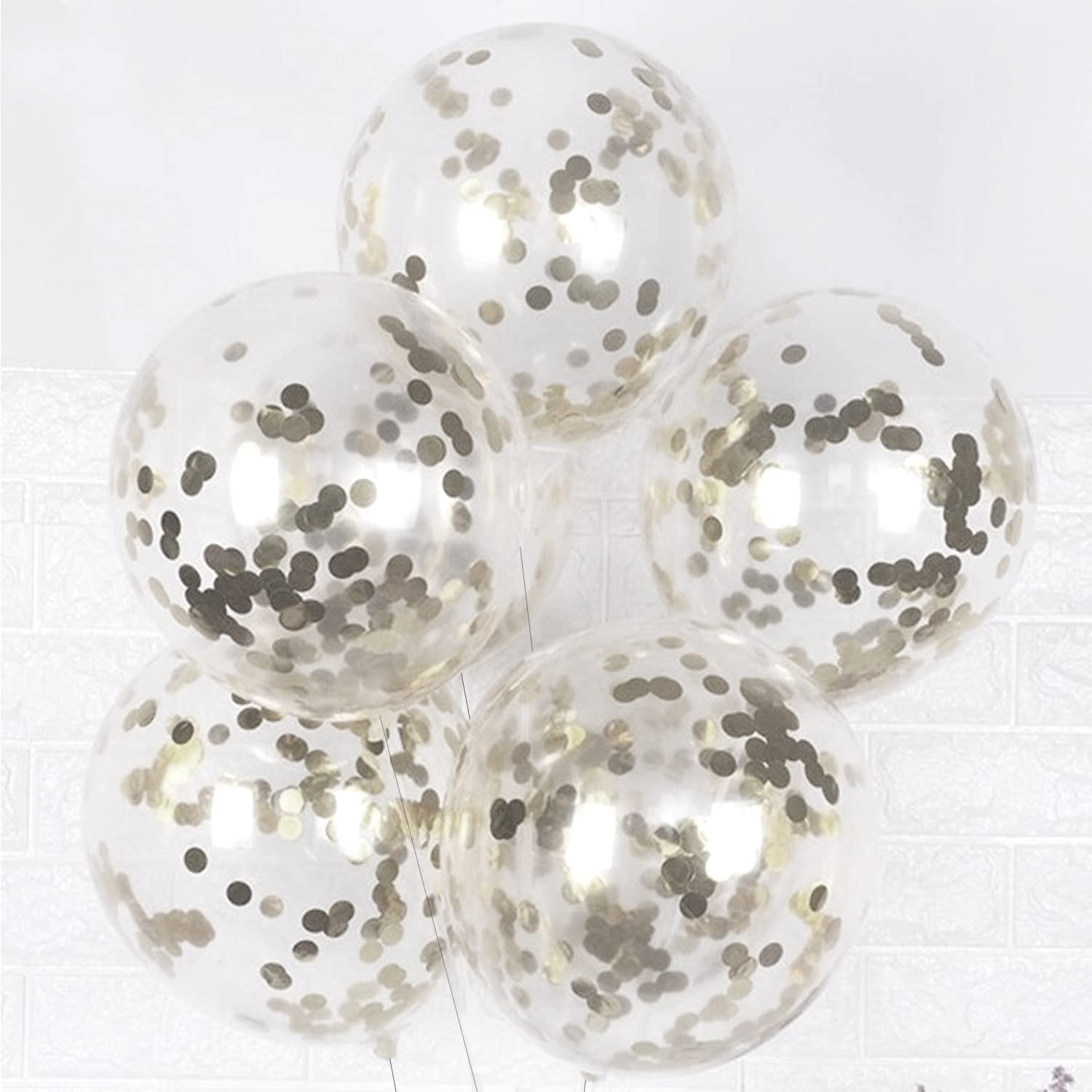 AMFIN® (Pack of 20) Transparent Balloons Bouquet Combo with Re Filled Silver Confetti & Ribbons for Anniversary, Birthday, Baby Shower, Valentine Day Party Decoration Balloon Bunch - Silver-image-15