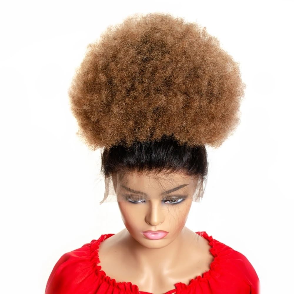 Peruka afro kucyk 10 cali z regulowaną koronką dla czarnej kobiety kręcone ludzkie włosy gładkie miękkie koński ogon peruka (T1B/30)
