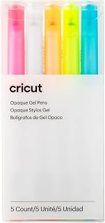 Cricut Opaque Gel Pens (Set of 5), Use with Cricut Maker and Explore Cutting Machines, Add a Pop to The Darkest Colors of Paper, Cards & Labels (Medium Point 1.0mm, Assorted Colors)