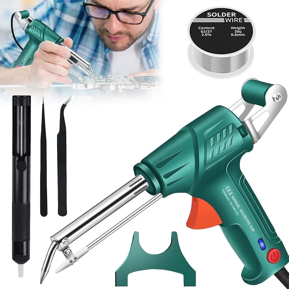 Soldering Iron Kit, Internally Heated Industrial Laser Welding Tools, 60W Multi-Function Manual Soldering Gun, Welding Iron Soldering Gun for Beginners Repairs Home DIY (Internal Heat)