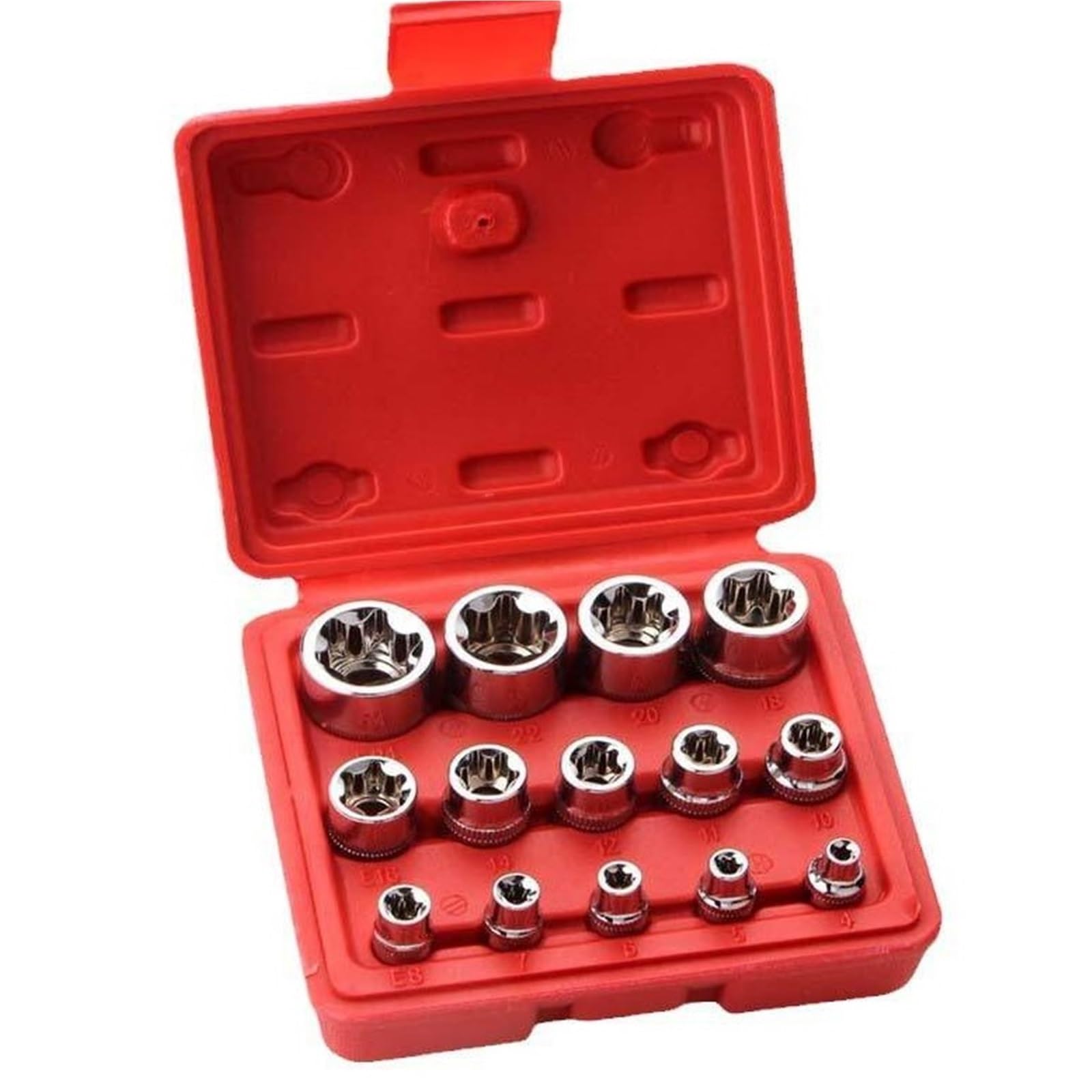 14 szt. Zestaw gniazd żeńskich E Star Torx narzędzie do konserwacji samochodu E4-24mm zewnętrzna Zestaw przedłużek(Black)