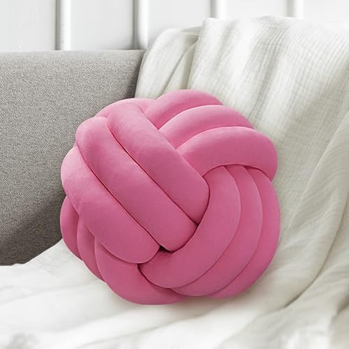 Bola de almohada con nudo, almohadas redondas anudadas de color rosa rubor suave para aliviar el estrés sensorial, estético y bonito, cojín