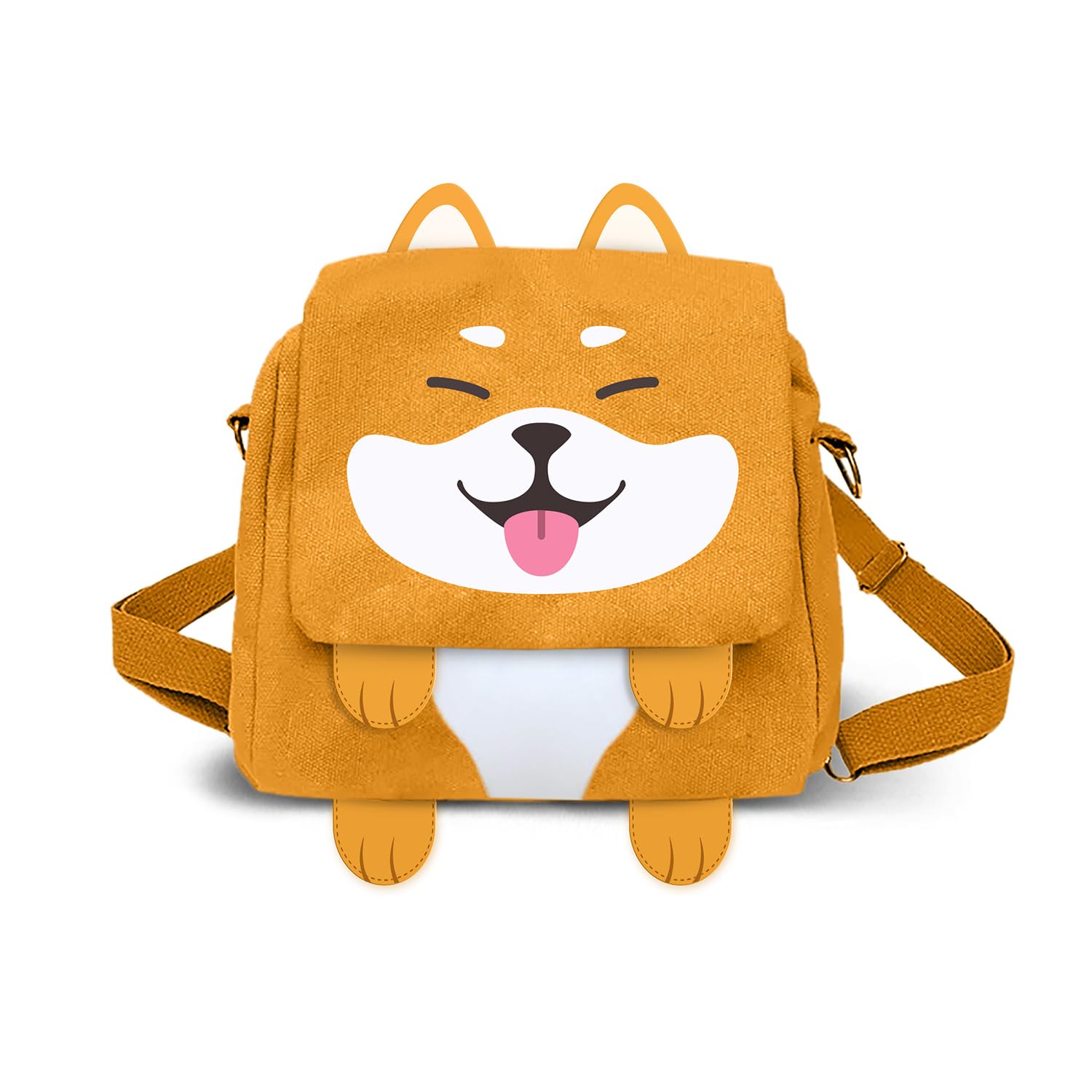 Oh My Pop Shiba-Bolso-Mochila Convertible Kawaii, Amarillo, 24 x 22 cm
