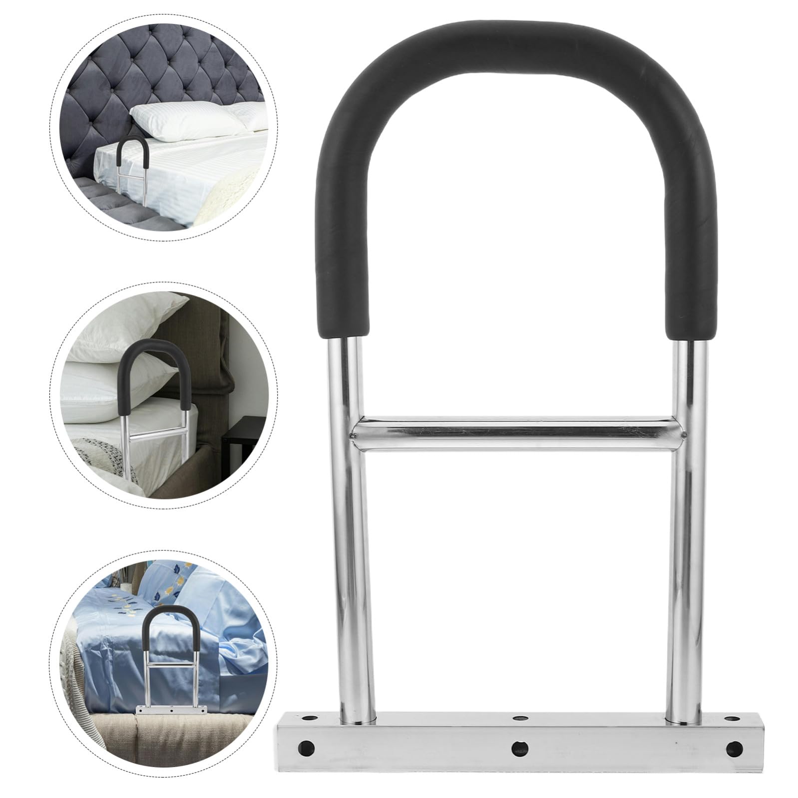 Kisangel Barandilla de Cama de Seguridad 44x30x3cm para Personas Mayores, Barandilla de Noche Extraíble, Acero Inoxidable y Esponja Ayuda para Levantarse Cama para Cuidado Hogar