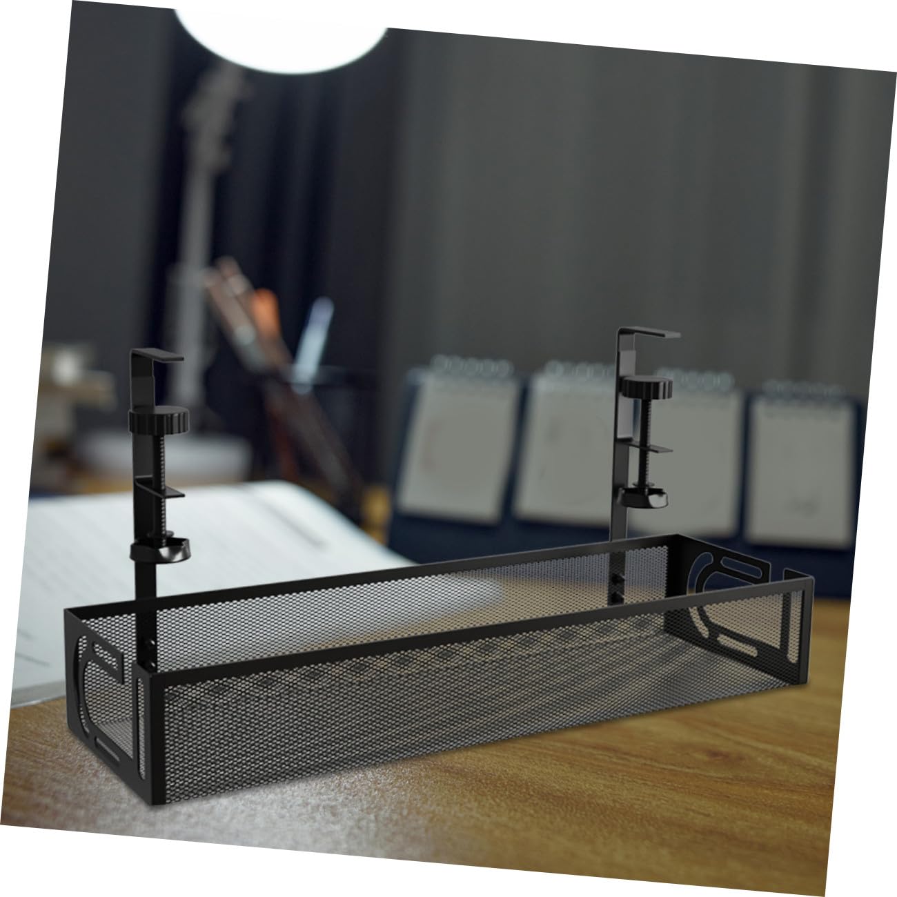 Organizzatore Cavi Elettrici da Scrivania Sotto Tavolo in Ferro Nero | Gestione Cavi, Rack per Cavi di Ricarica, Adatto a Desk e Room, Peso Leggero e Buona Portata