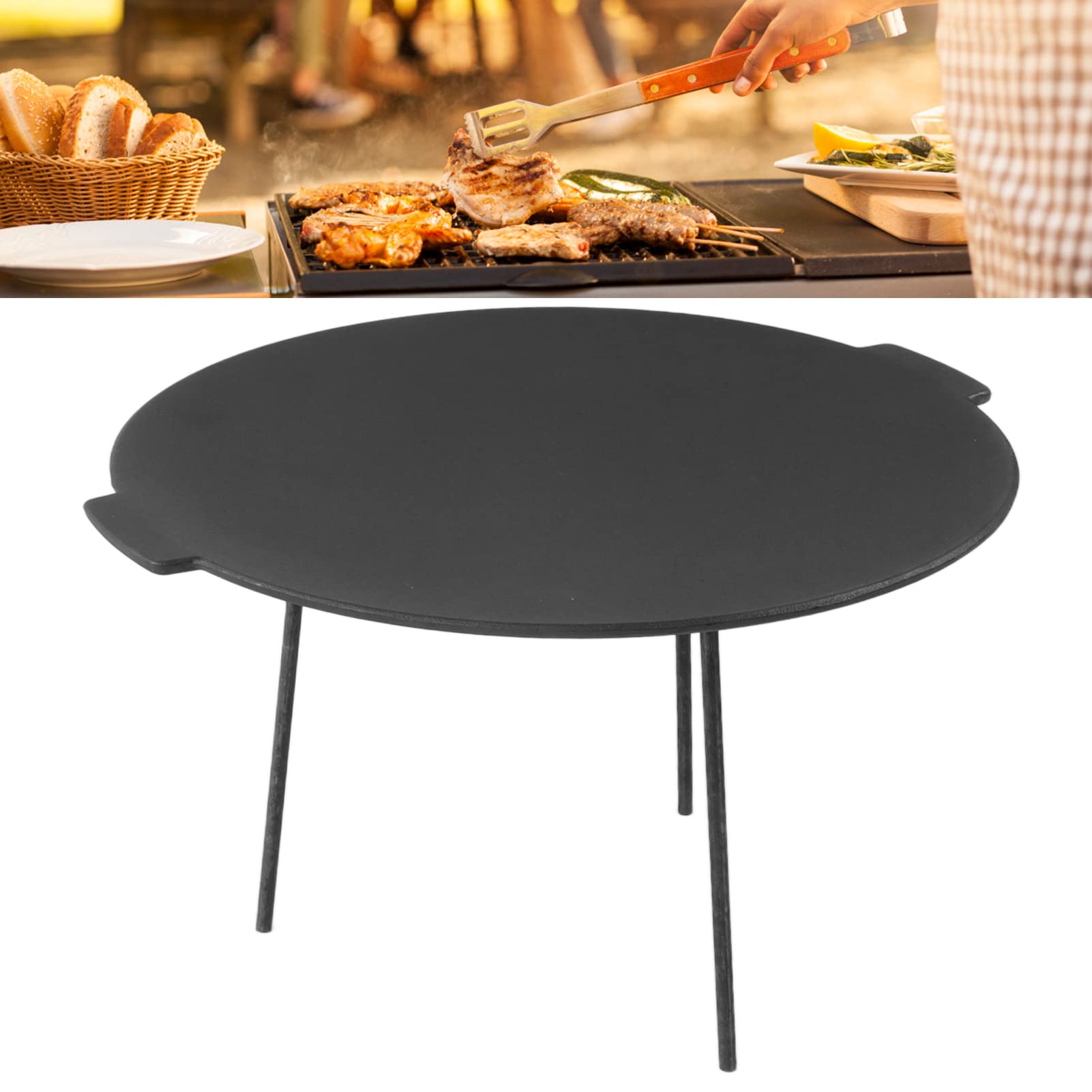 Naroote Sartén para Parrilla de Barbacoa, Hierro Fundido, Plancha Redonda