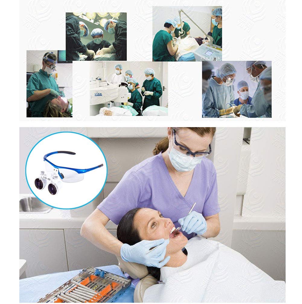 Lupa lupa powiększająca, 3,5-krotna lupa 420 mm do chirurgii dentystycznej, lupa binokularowa, lupa na czoło bez użycia rąk, z praktyczną torbą do noszenia, do hobby, elektryczna