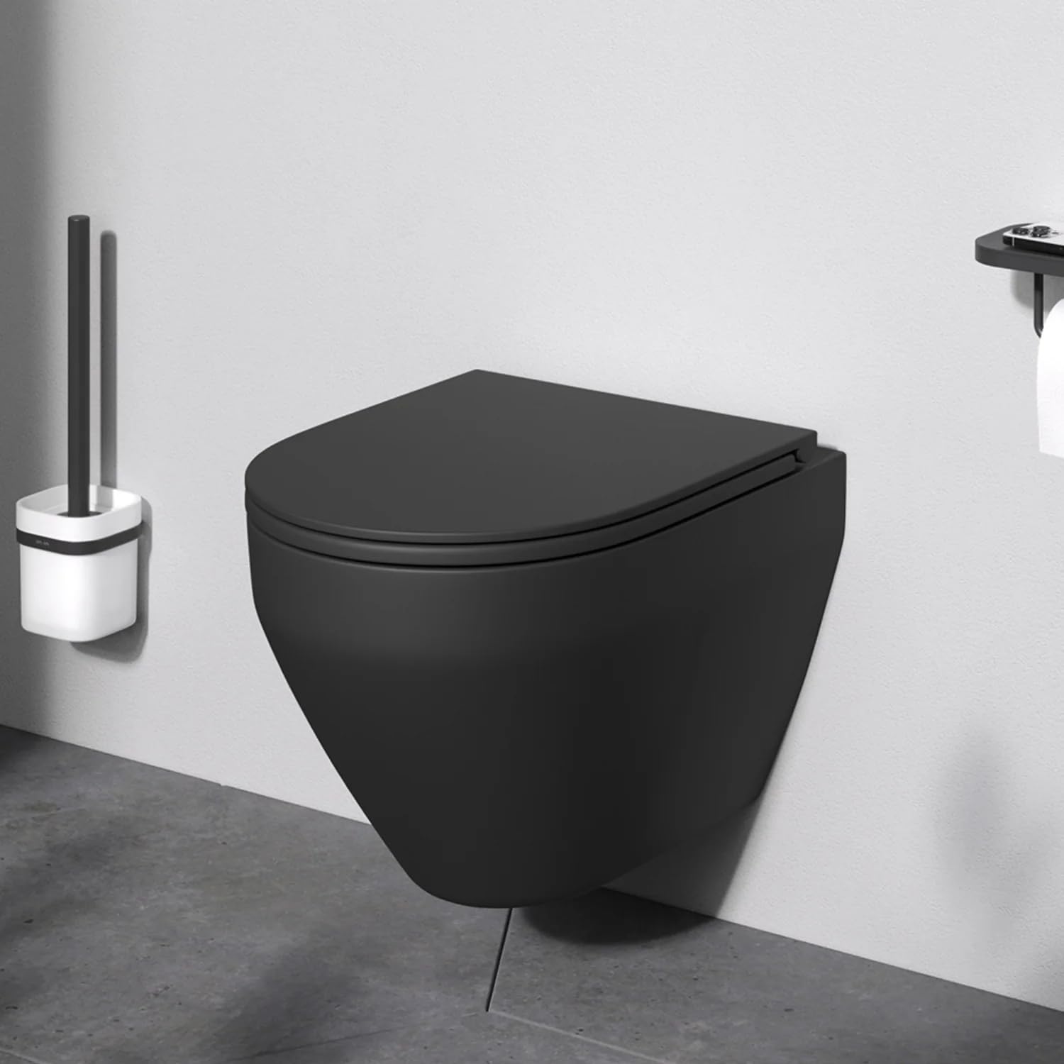 AM.PM Spirit 2.0 WC suspendu avec abattant, système de nettoyage Spirit FlashClean, chasse d'eau profonde, sans bride, avec couvercle, noir