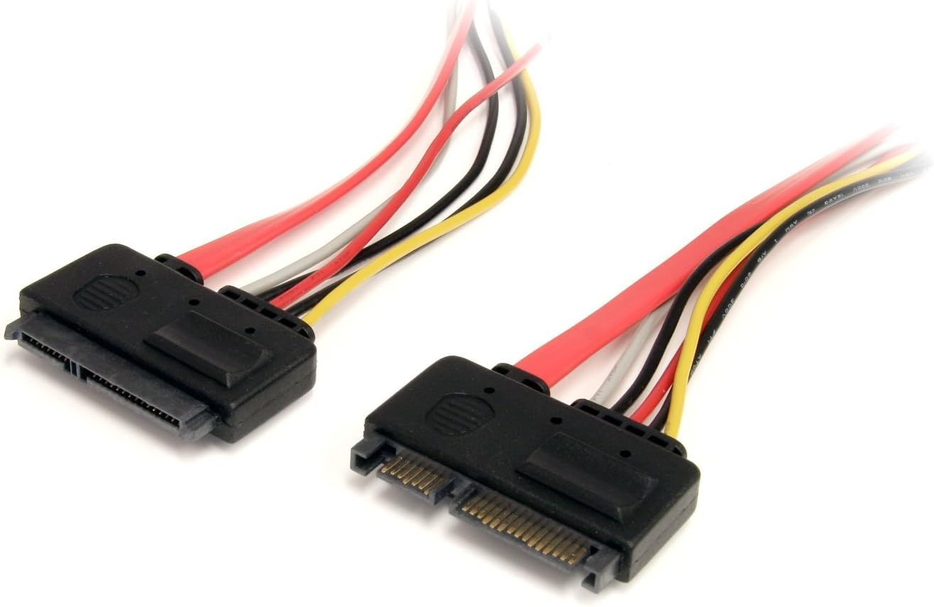 StarTech.com 12in 22 Pin SATA Power and Data Extension Cable - 1ft SATA Data Power Extension - 12 inch SATA Extension (SATA22PEXT), Red