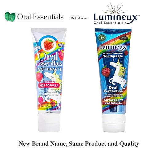 Lumineux - Pasta de dientes para niños formulada por dentistas, sabor fresa y unicornio, certificado no tóxico, sin flúor y sin SLS, 3.75 onzas