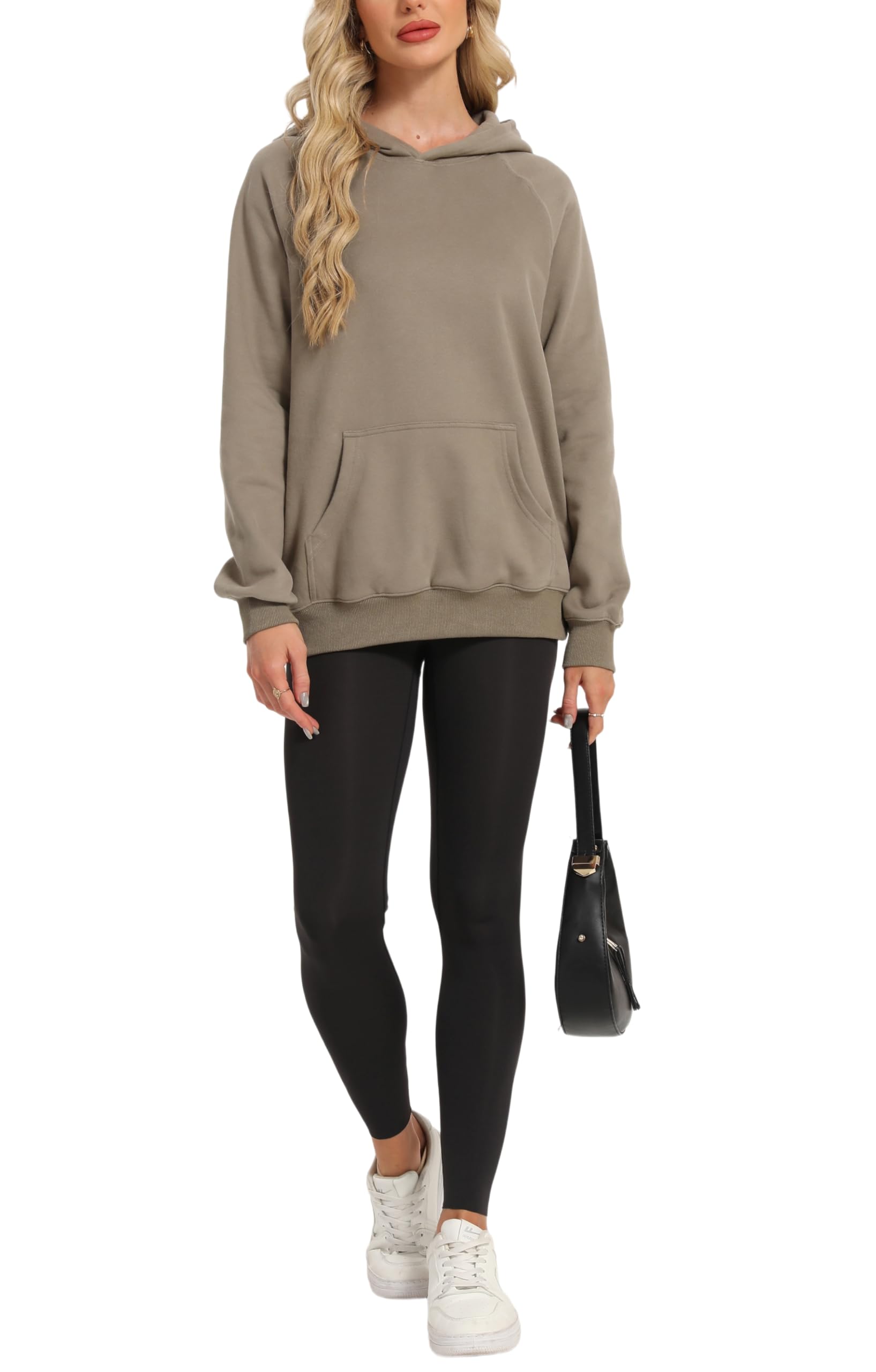 Timuspo Hoodie Damen Oversize Bequeme Baumwolle Pullover Casual Kapuzenpullover Einfarbig Basic Hoody Langarm Sweatshirt mit Kapuze Fashion Oberteile Herbst