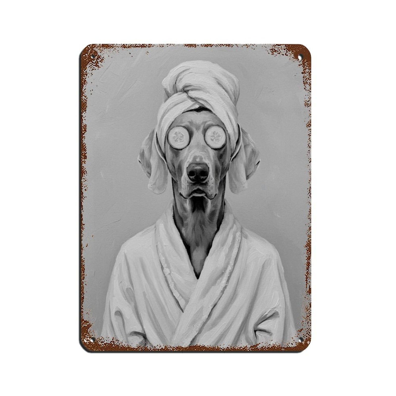 Bathroom Spa Art, Weimaraner Dog Tin Sign Vintage Metal Pub Club Cafe Bar Home Wall Art Decoration Poster Retro 12x16inch(30x40cm)