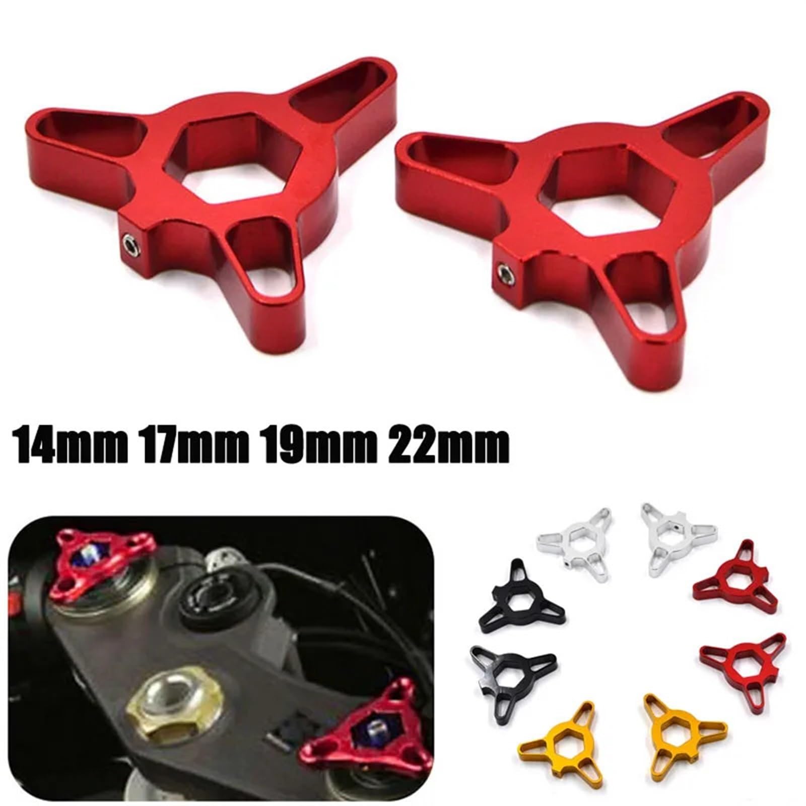 Generico Regolatori di precarico Forcella Anteriore Universale for Moto da Corsa 14mm 17mm 19mm 22mm compatibili con R1 R3