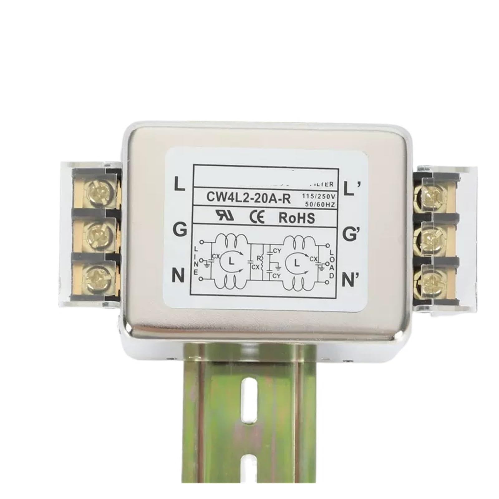 WBBAYDRFR CW4L2-3A/6A/10A/20A/30A-R Bottom Clip Rail Type Single-Phase 220V Power Filter Purification Anti-Interference(CW4L2-20A-R)