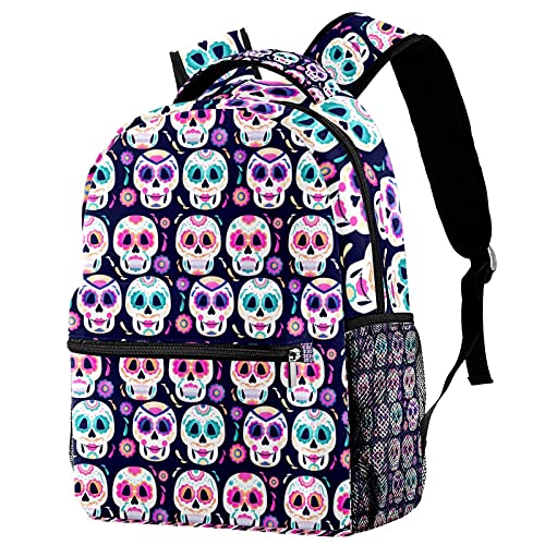 Sac à dos de voyage crânes pour filles et garçons avec porte-bouteille pratique