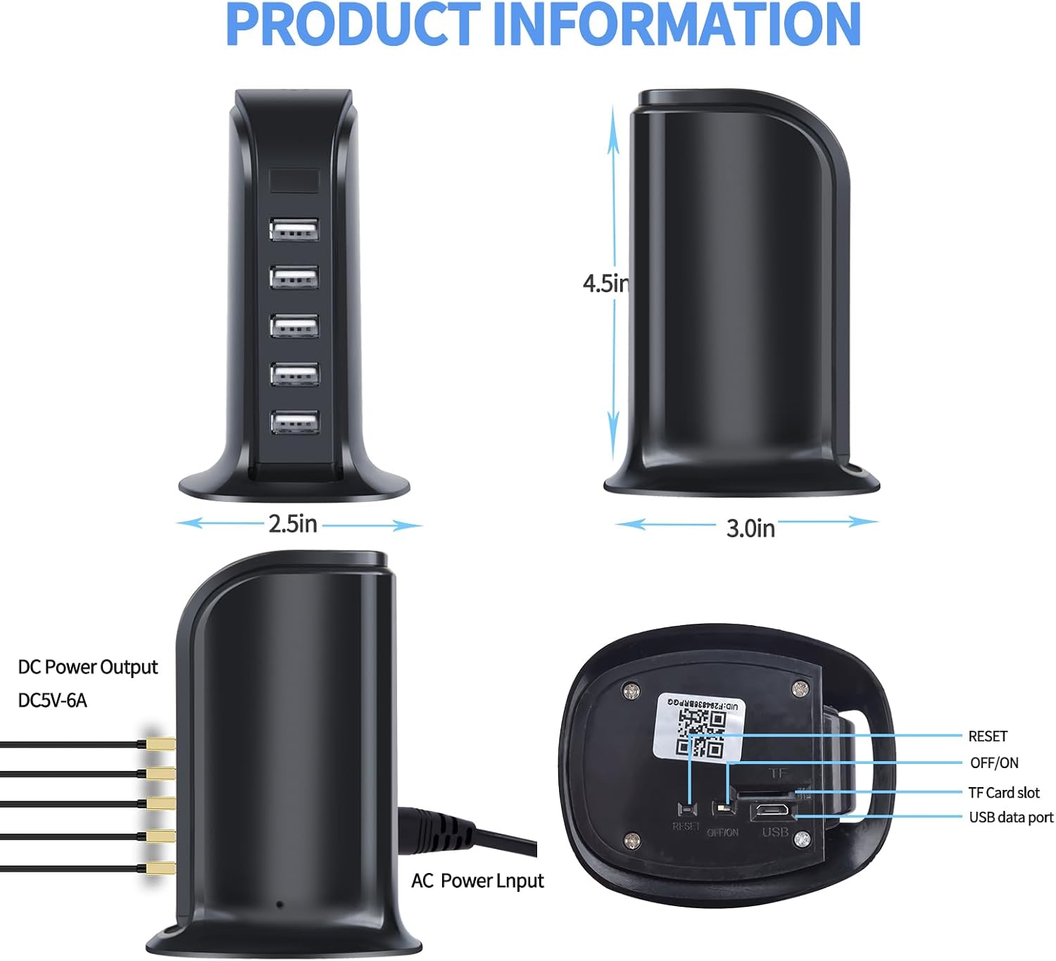 Spy Camera USB Charger Camera, 4K Hidden Phone Charger Camera 5-Port USB Hub Covert Nanny Cam, Spy WiFi Charger Camera for Home Surveillance with Motion Detection iOS & Android APP Remote Control,