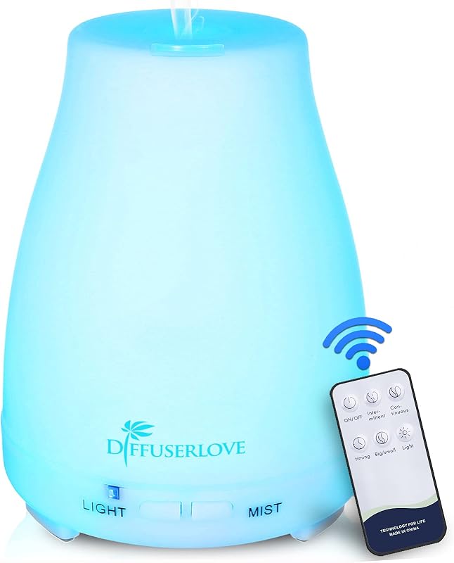 Essential Oil Diffusers 200ML Remote Control Ultrasonic Mist Humidifiers BPA-Free Aromatherapy Diffuser with 7 Color Lights, Auto Shut-Off for Bedroom Office Kitchen