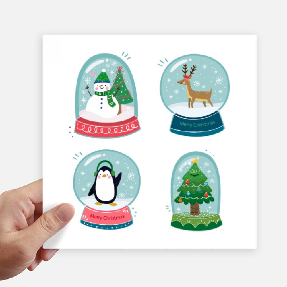 Autocollant carré Noël bonhomme de neige 4pcs pour valise et mur