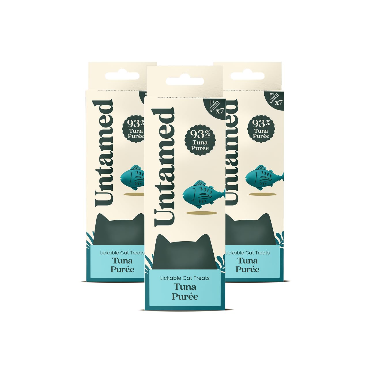 Untamed Tuna Lickable Cat Treats 21 Pack, 93% Tuna Purée, Grain-Free Topper