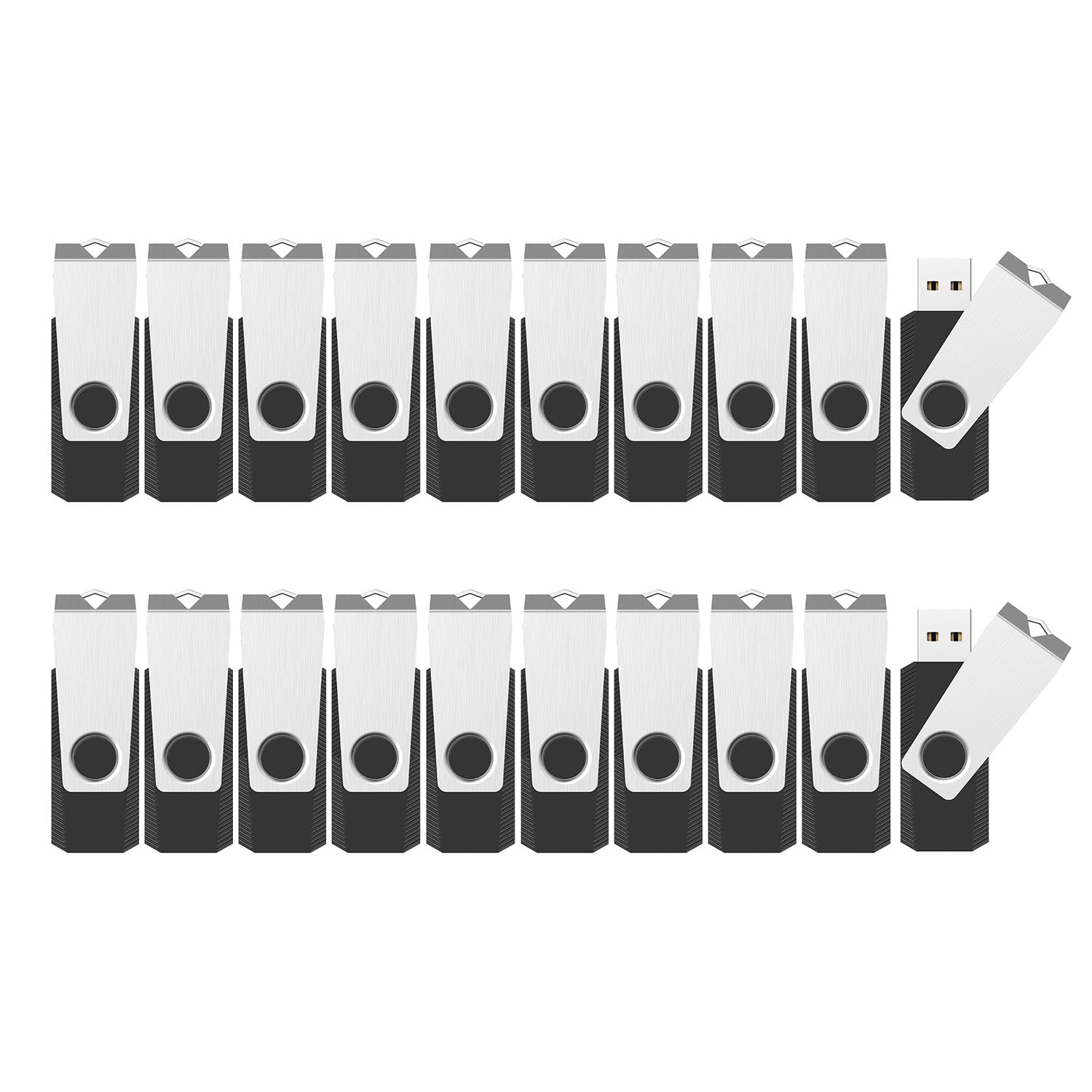 KEXIN Chiavetta USB 8GB 20 Pezzi Pennetta Girevole Chiavette USB 2.0 Unità Memoria Flash per Archiviazione Dati con Luce LED Nero