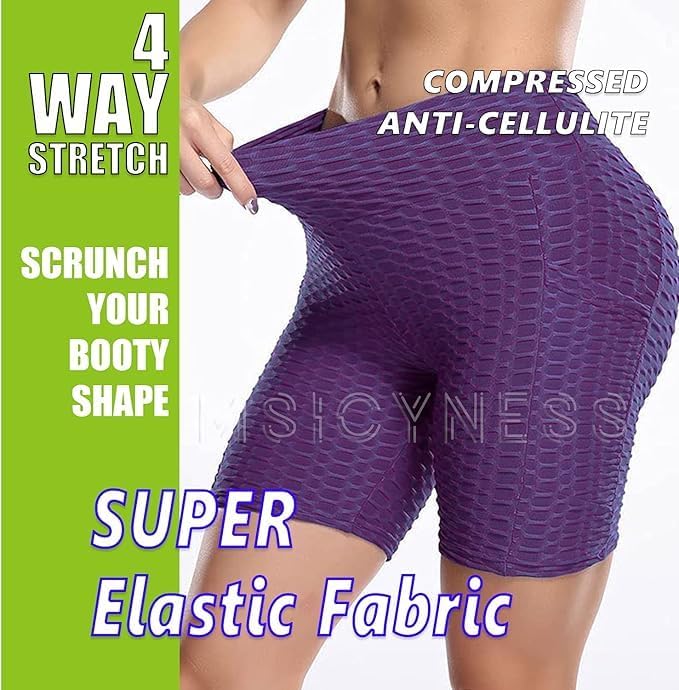 Msicyness Women's 8"/5" High Waist Biker Shorts Yoga Workout Running Fitness Shorts - Image 2