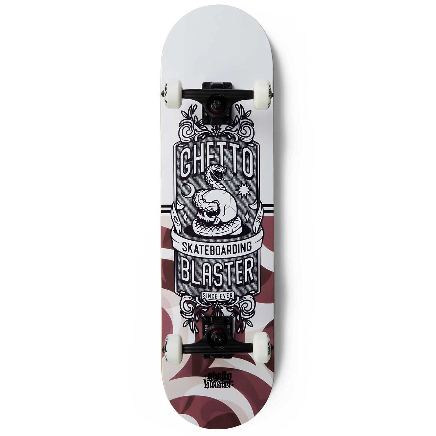 GHETTOBLASTER Skateboard 80 x 20 cm - Enfant - Adulte - De Trick déjà assemblé - Planche en érable 7 couches - Roulements Abec 9 - Roues 53