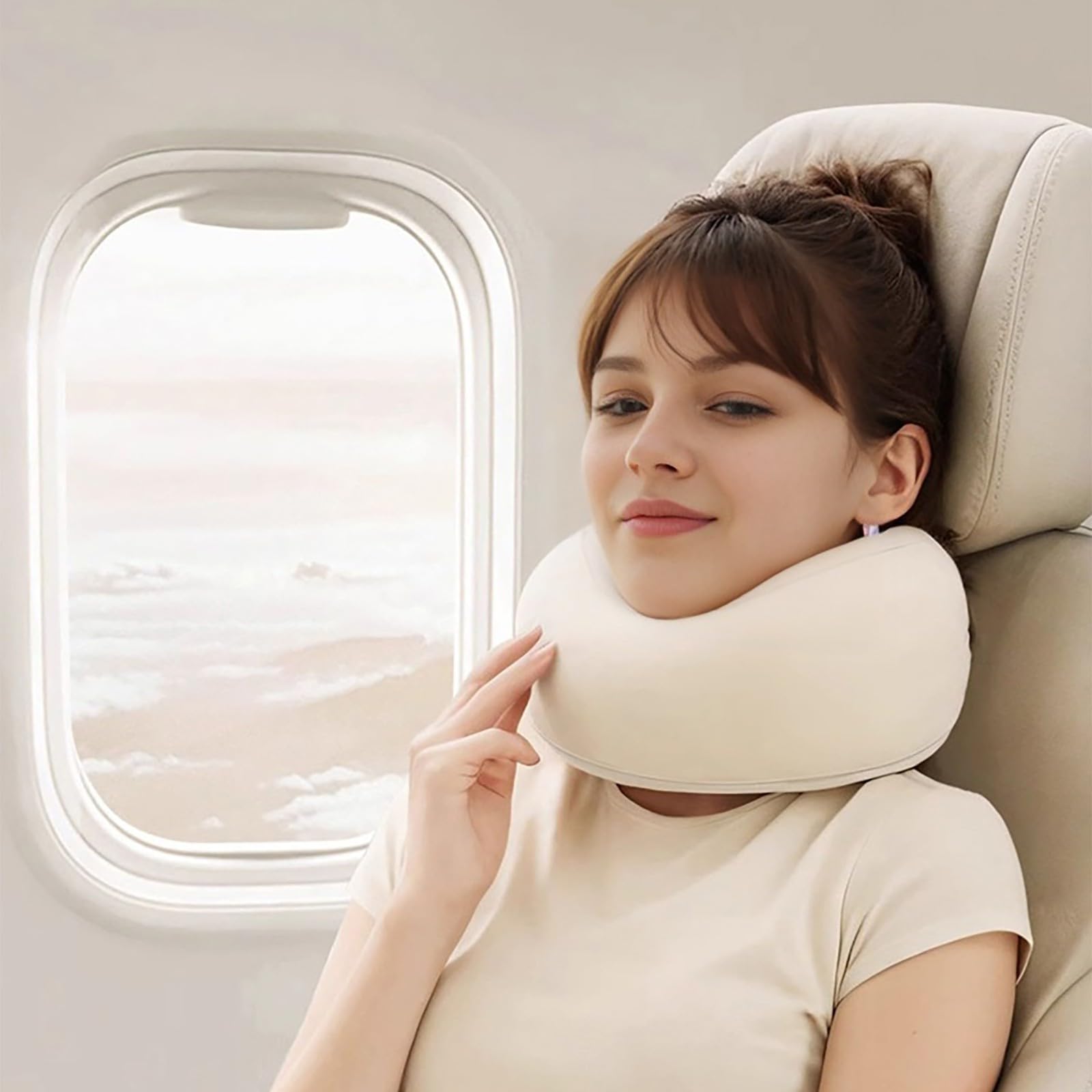Cuscino cervicale da viaggio, morbido cuscino a forma di U con supporto ergonomico per aereo, lettura, yoga, campeggio e pisolino, design portatile