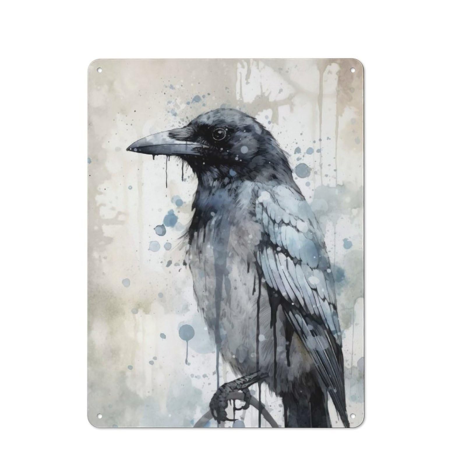 Vintage Vintage Metal Sign 40x30cm Featuring Magpie Beauty Watercolor, Room Wall Plaque for Flat, Dorm Room, Lounge Or Cafe