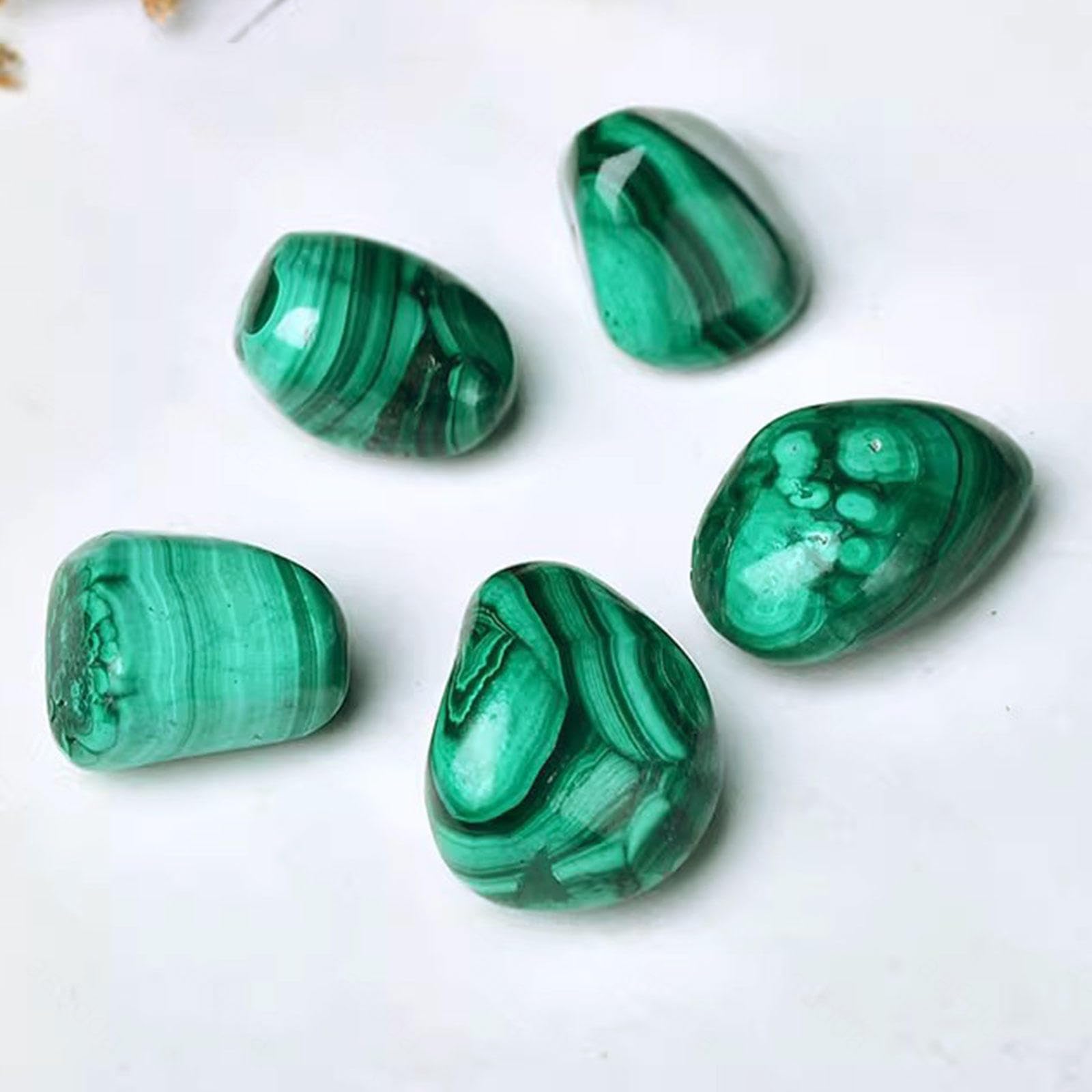 Piedra de Malaquita Rodada - Piedra Curativa de 1 LB, Piedras a Granel, Cristal para Energía, Reiki, Cabbing, Equilibrio, Decoración, Piedras Preciosas, Meditación, Regalo,3-5cm