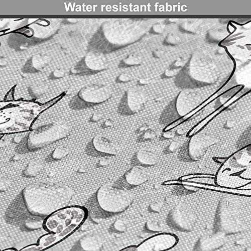 Image of Ambesonne Soft Grey Fabric by The Yard, Cats Posing Over Floral Background Feline Kitten Kitty Cartoon Art Prints, Decorative Fabric for Upholstery and Home Accents, 3 Yards, Soft Grey