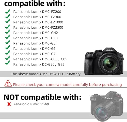 Miniatura 3 de Glorich DMW-DCC8 Kit de adaptador de corriente alterna de repuesto compatible con cámaras digitales Panasonic Lumix DMC-FZ200, DMC-FZ1000, DMC-GH2,