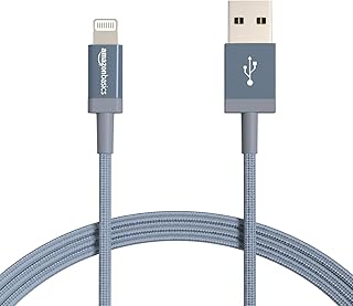 AmazonBasics Nylon Braided Lightning to USB Cable - MFi Certified Apple iPhone Charger, Dark Gray, 6-Foot (Durability Rated 4,000 Bends)