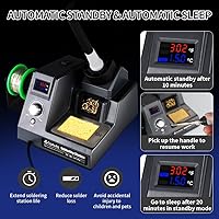 Vista 4 de TOAUTO DS90 - Kit de estación de soldadura con pantalla digital dual °F y °C, soldador de 90 W, temperatura de 302 ℉ a 842 ℉, diseño antiestático
