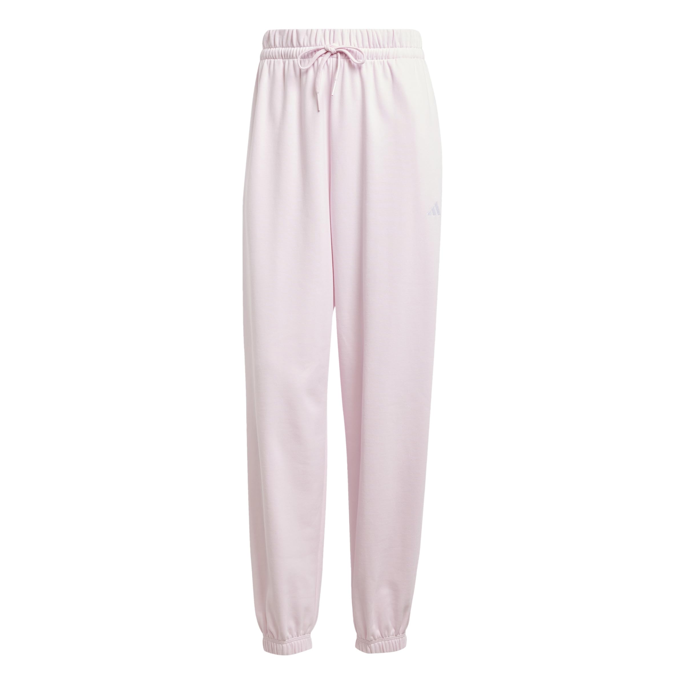 adidas Women's Essentials Small Logo French Terry Cuffed Pants, Clear Pink/White, L
