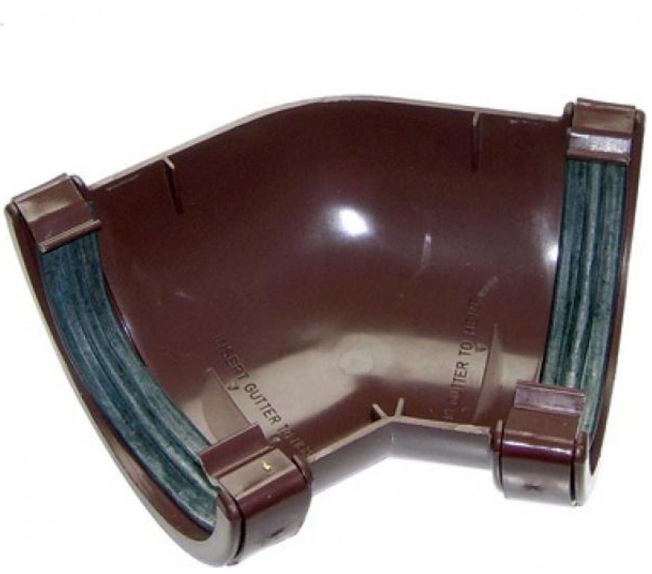 FLOPLAST 112mm Round Gutter Pipe 135 Degree Angle - Brown - Pack of 2