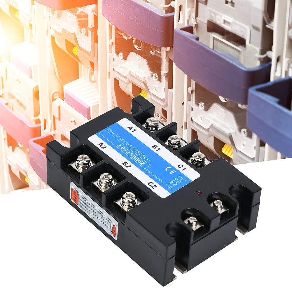 Relè a stato solido trifase SSR con indicazione dello stato del dissipatore di calore Ingresso da 3‑32 V CC a uscita 24‑480 V CA Relè a semiconduttore(80A)