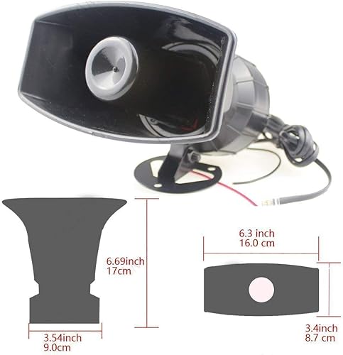 Miniatura 4 de Megáfono de sirena de coche de 7 tonos con micrófono, sistema de altavoces PA de bocina de vehículo de 12 V 80 W para amplificación de sonido de