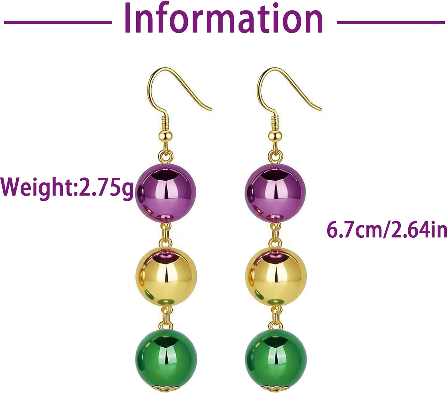 Mardi Gras Earrings Mardi Gras Beaded Flowers Dangle Earring for Women, Pendientes De Carnaval, Carnival Parade Jewelry Holiday - Image 3