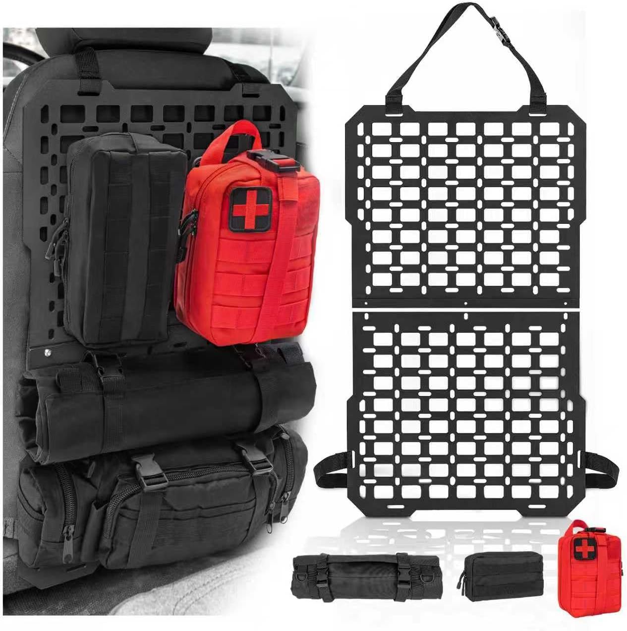 Pridefend 2 Packs Tactical Seat Back Organizer, Rigid Molle Seat Back