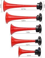 Vista 5 de Dixie Horns - Bocina de coche de sonido multifrecuencia 12V 150 dB, bocinas de aire de cinco tubos con compresor, bocinas musicales que reproducen
