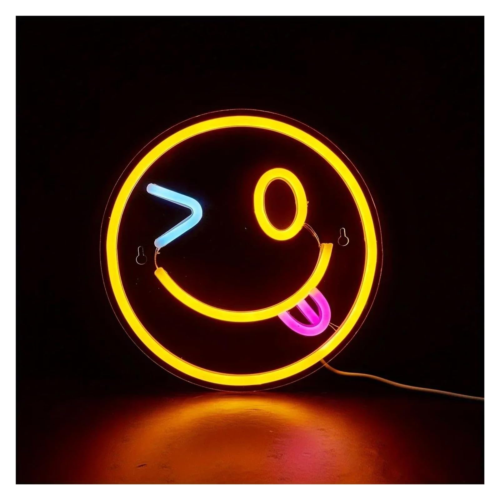 Shouxi One Color Sign Lamp Smile Faces Neon Sign Usb Powered, Dimmable Light For Bedroom Party Decor 22.5Cm×22.5Cm