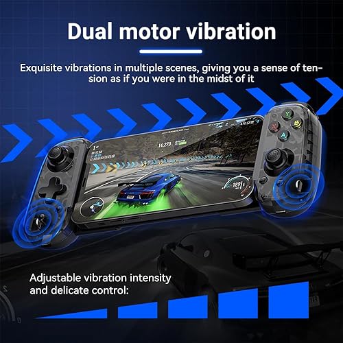 Miniatura 7 de FINGEREVO D6 Mini controlador móvil para juegos iOS Android PC, BT5.3 y USB-C Streaming Gamepad retráctil para teléfonos Pads N-S transparente Negro