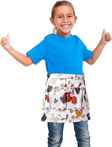 MMZCXMAO - Delantal de recolección de huevos para niños, 3 bolsillos, tamaño infantil, para cosecha de huevos frescos, gallinero y actividades en el