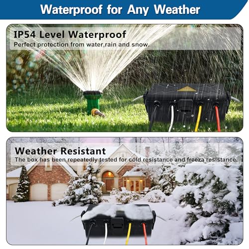 Hrensaw HM001 Medium Outdoor Electrical Box(10.6X5.7X5Inch),Weatherproof Connection Box W/6 Cable Entry,Ip54 Waterproof Extension Cord Cover Protect Power Strip,Timer,Plug,Holiday Lights,Black thumb #6