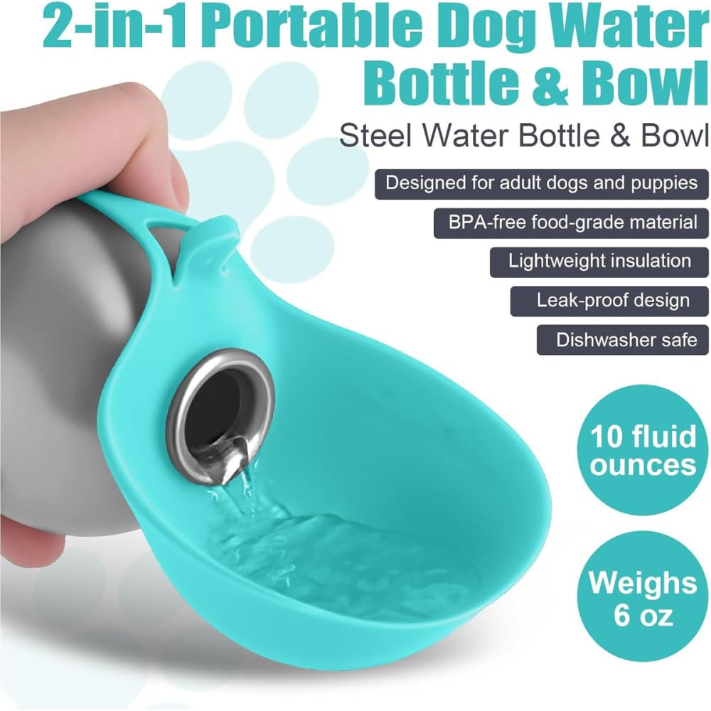 Borraccia Per Cani, Distributore D'Acqua Anti-Goccia Con Ciotola Pieghevole In Silicone, Bottiglia d'Acqua Portatile 2-In-1 Per Cani (1PC rosa)