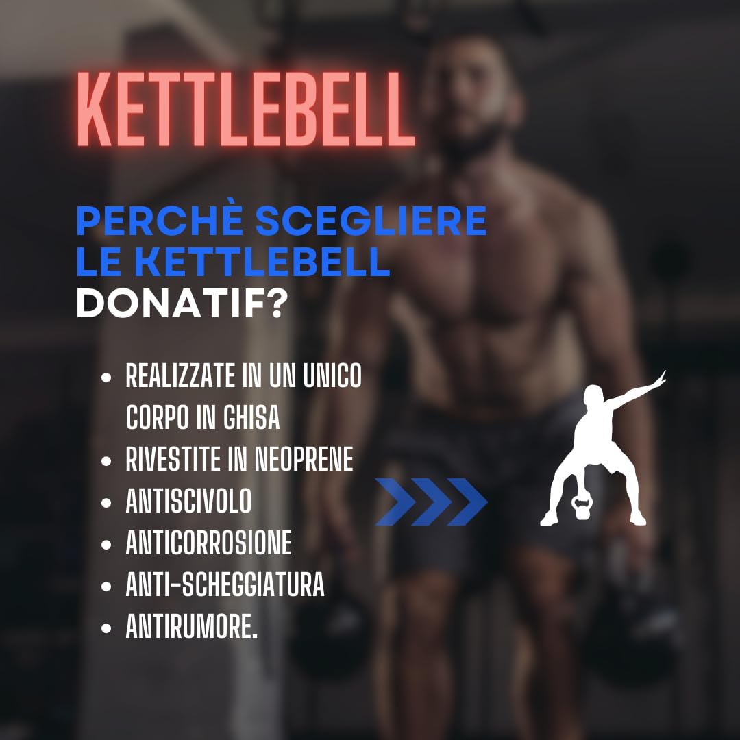 Kettlebell z żeliwa, powlekany neoprenem, 22 kg, ciężary do ramion i ćwiczeń funkcyjnych do treningu domowego - Fitness Narzędzia domowe - Kettlebell oscylacyjne antypoślizgowe - waga do przysiadów i