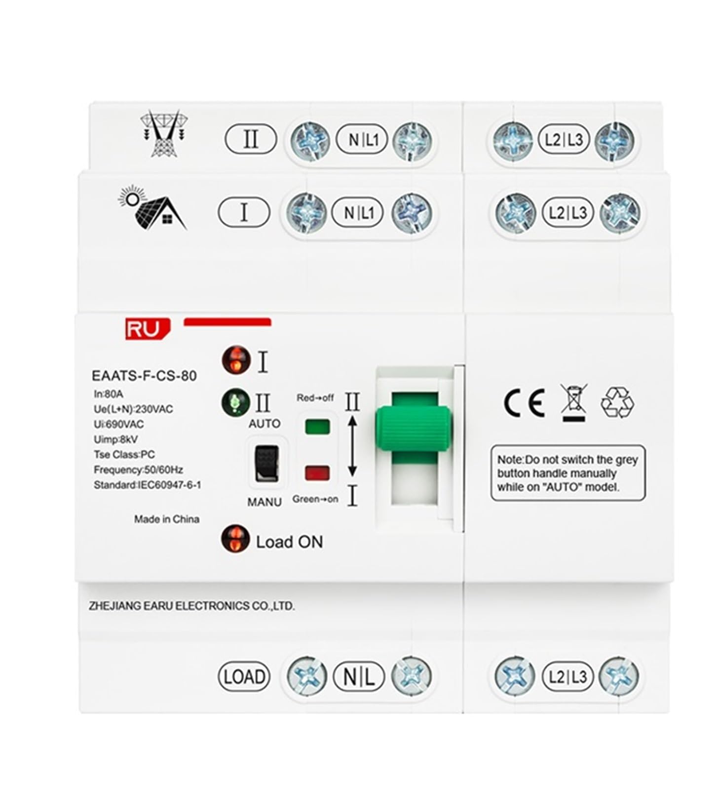 Interruttore di trasferimento automatico a doppia alimentazione 2P 4P 80A CA 230V 110V 50/60Hz ATS PV Interruttore selettore elettrico Alimentazione ininterrotta