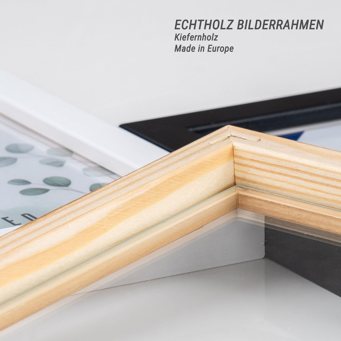 levandeo 10 Stück Bilderrahmen Echtholz Made in EU 10x15 Natur mit Glasscheibe Portrait Fotorahmen Set Holz Kiefernholz Picture Frame