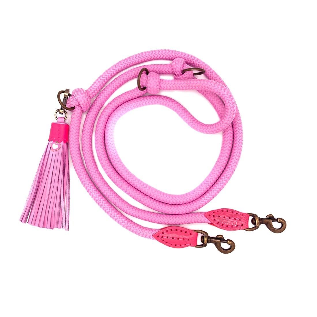 Dog with a Mission - Hundeleine S | Leine für Hunde | hundeleine 2m verstellbar | Freihandleine | Rosa | Pink | Polyester/Leder | 220 x 1 cm – Extra Lange Sweety