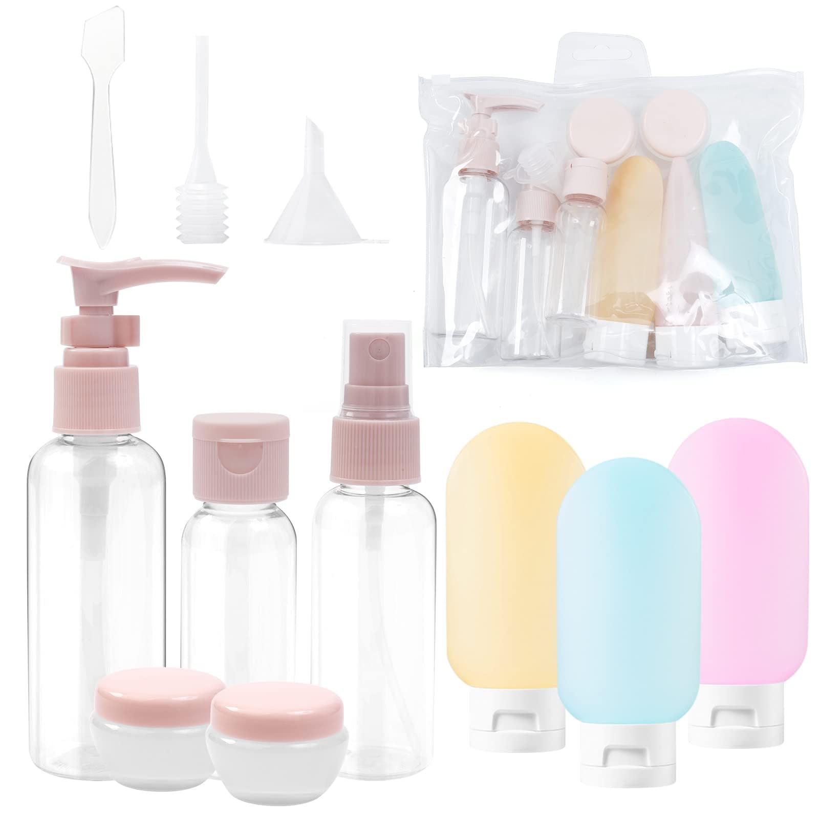 Travel Bottle Set, 11Pcs Travel Bottles for Toiletries, Leak Proof Travel Toiletries with Bag, Travel Spray Bottle, Travel Cosmetic Containers, Travel Pots for Shampoo and Conditioner